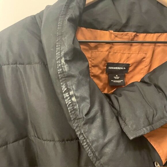 Summersalt Colorblock Eco Puffer Jacket Coat Size Medium Brown Black - Picture 6 of 16